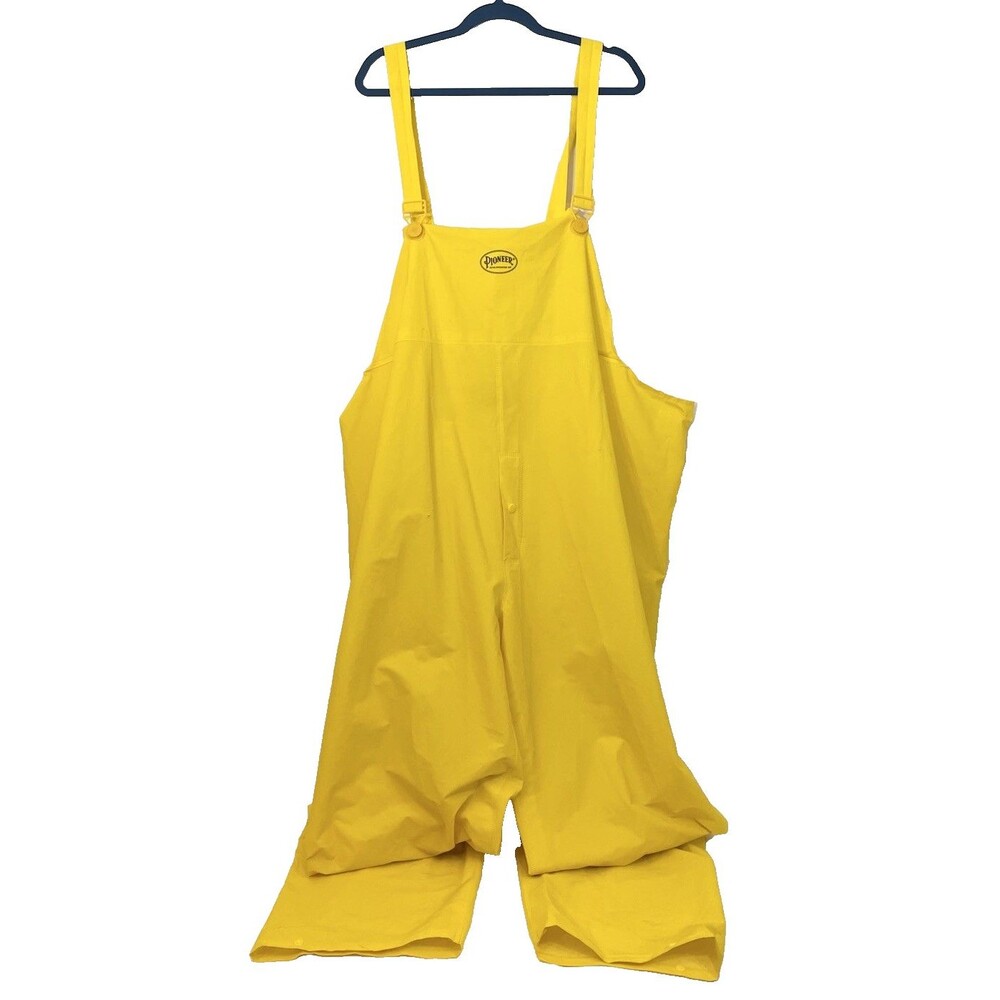 Pioneer Size 5XL 100% Waterproof Yellow Rain Suit Bib Overalls Men's Duck Huntin